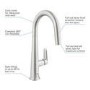 GRADE A1 - Grohe Veletto Nickel Single Lever Pull Out Monobloc Kitchen Sink Mixer Tap