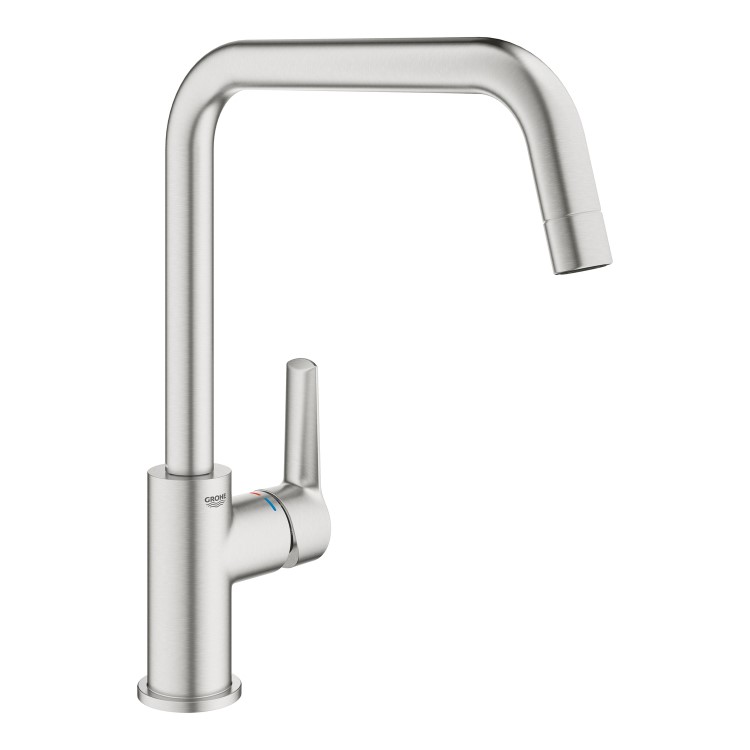 Grohe Quickfix Start Single Lever Monobloc Kitchen Mixer Tap - Steel