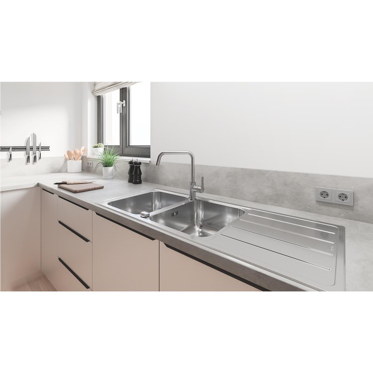 Grohe Quickfix Start Single Lever Monobloc Kitchen Mixer Tap - Steel