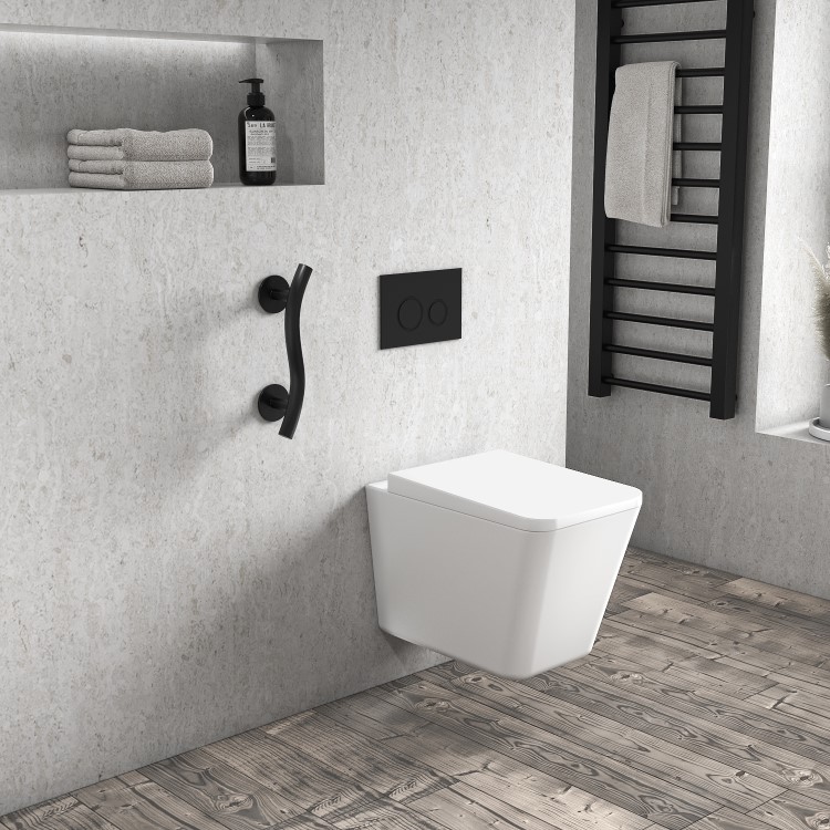 Matt Black Stainless Steel Luxury Curved Grab Rail 355mm