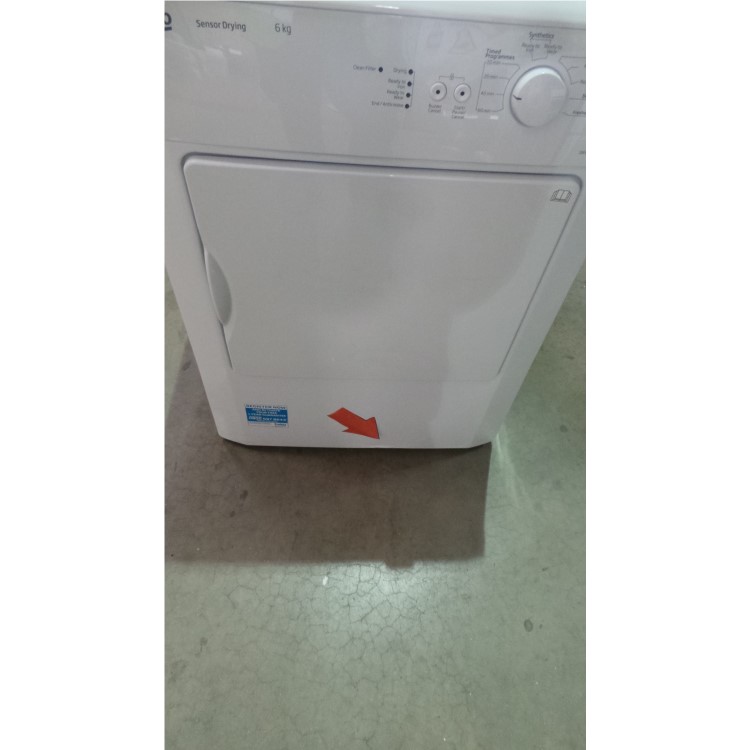 GRADE A2 - BEKO DRVS62W 6kg Freestanding Vented Sensor Dryer - White