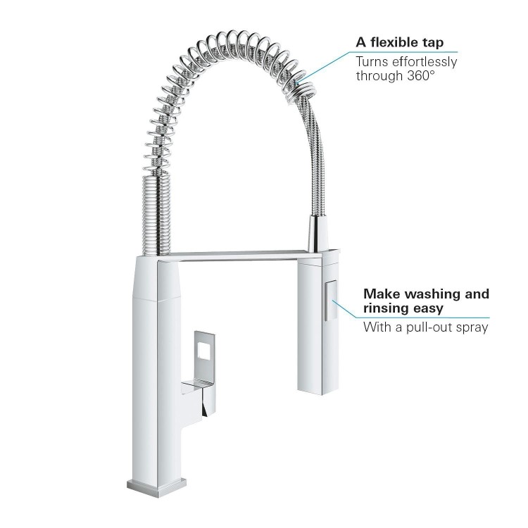 Grohe Eurocube Single Lever Kitchen Mixer Tap - Chrome