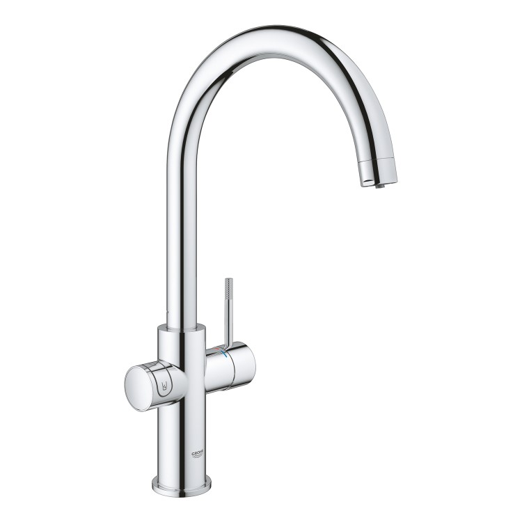 Grohe Blue C-Spout Single Lever Home Duo Starter Kitchen Mixer Tap Kit - Chrome