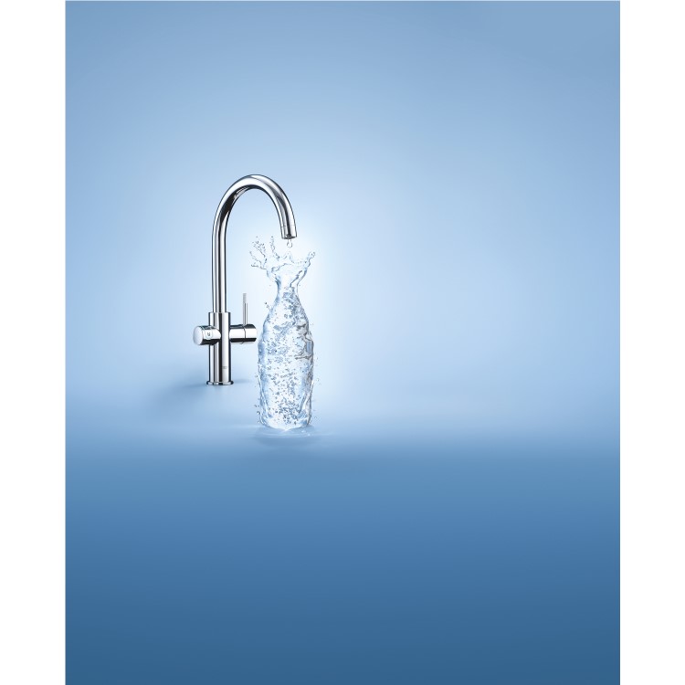 Grohe Blue C-Spout Single Lever Home Duo Starter Kitchen Mixer Tap Kit - Chrome