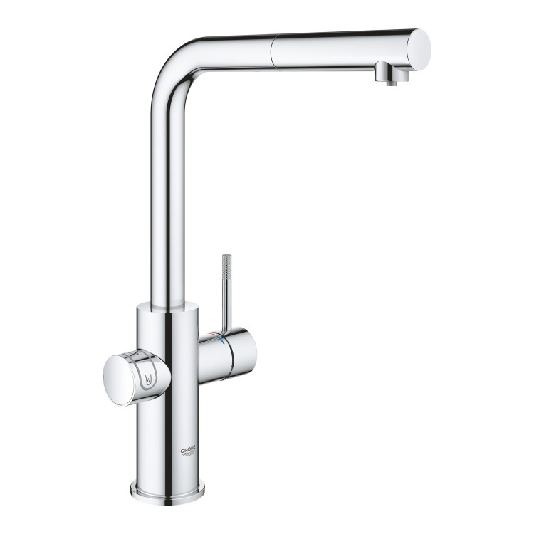 Grohe Blue Sparkling Water Smart Pull Out Spray Kitchen Tap - Chrome