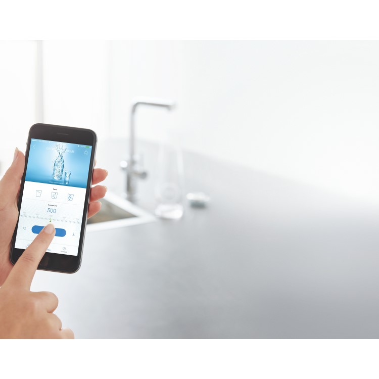 Grohe Blue Sparkling Water Smart Pull Out Spray Kitchen Tap - Chrome