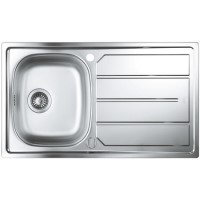 Single Bowl Stainless Steel Chrome Kitchen Sink with Reversible Drainer - Grohe