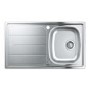 Single Bowl Stainless Steel Chrome Kitchen Sink with Reversible Drainer - Grohe