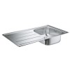 Single Bowl Stainless Steel Chrome Kitchen Sink with Reversible Drainer - Grohe