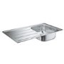 Single Bowl Stainless Steel Chrome Kitchen Sink with Reversible Drainer - Grohe