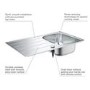 Grohe K200 Single bowl Inset Left or Right Chrome Stainless Steel Kitchen Sink