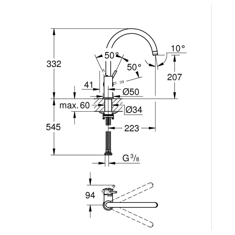 Grohe Start Classic Single Lever Kitchen Mixer Tap - Chrome