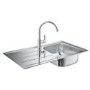 Grohe Bau Single Bowl Stainless Steel Chrome Kitchen Sink & Tap Bundle