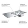 Grohe K200 1.5 bowls Inset Left or Right Chrome Stainless Steel Kitchen Sink