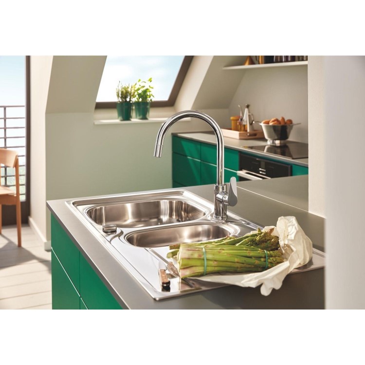 Grohe K200 1.5 bowls Inset Left or Right Chrome Stainless Steel Kitchen Sink