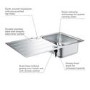 Grohe K500 Single bowl Inset Left or Right Chrome Stainless Steel Kitchen Sink