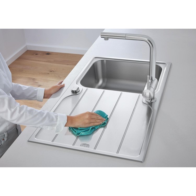 Grohe K500 Single bowl Inset Left or Right Chrome Stainless Steel Kitchen Sink