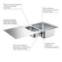Grohe K500 1.5 bowls Inset Left or Right Chrome Stainless Steel Kitchen Sink