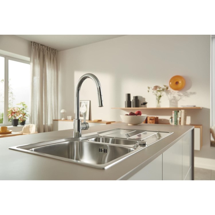 Grohe K500 1.5 bowls Inset Left or Right Chrome Stainless Steel Kitchen Sink