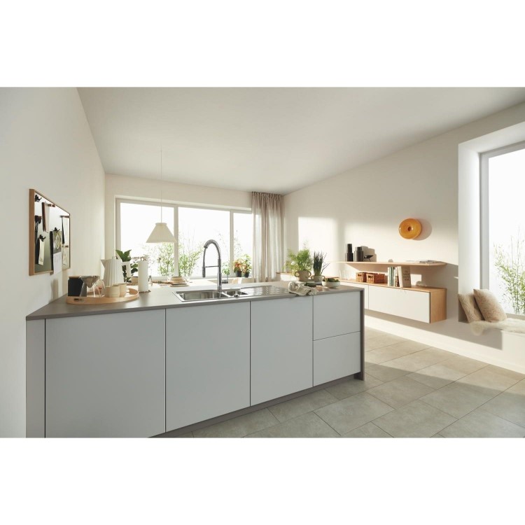 Grohe K500 1.5 bowls Inset Left or Right Chrome Stainless Steel Kitchen Sink