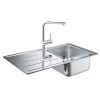 Single Bowl Stainless Steel Kitchen Sink &amp; Tap with Reversible Drainer - Grohe Minta
