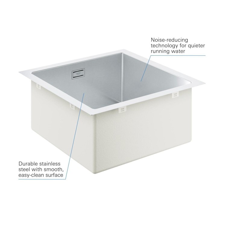 Grohe K700 Single bowl Inset or Flush-Mount Chrome Stainless Steel Kitchen Sink