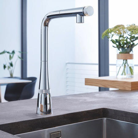 Grohe Zedra Chrome Single Lever Smart Control Pull Out Spray Kitchen Mixer Tap