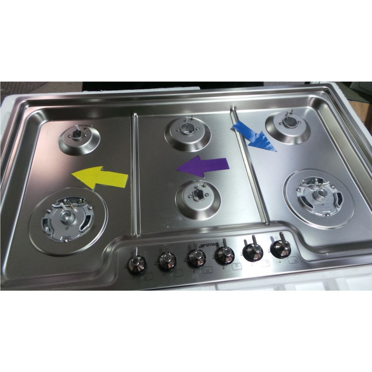 GRADE A3 - Smeg PGF96 Classic Stainless Steel Ultra Low Profile 6 Burner 87cm Gas Hob