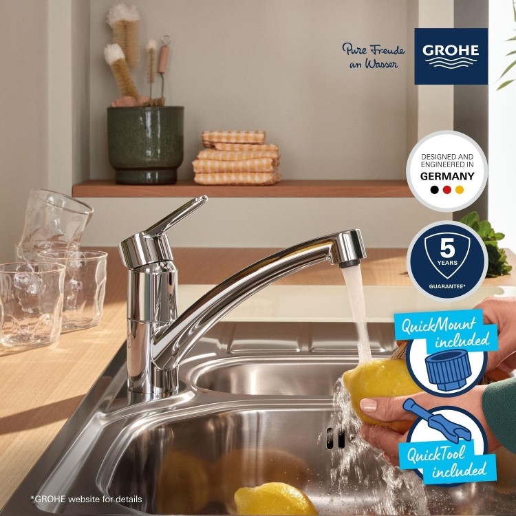 Grohe StartEco Single Lever Kitchen Mixer Tap - Chrome