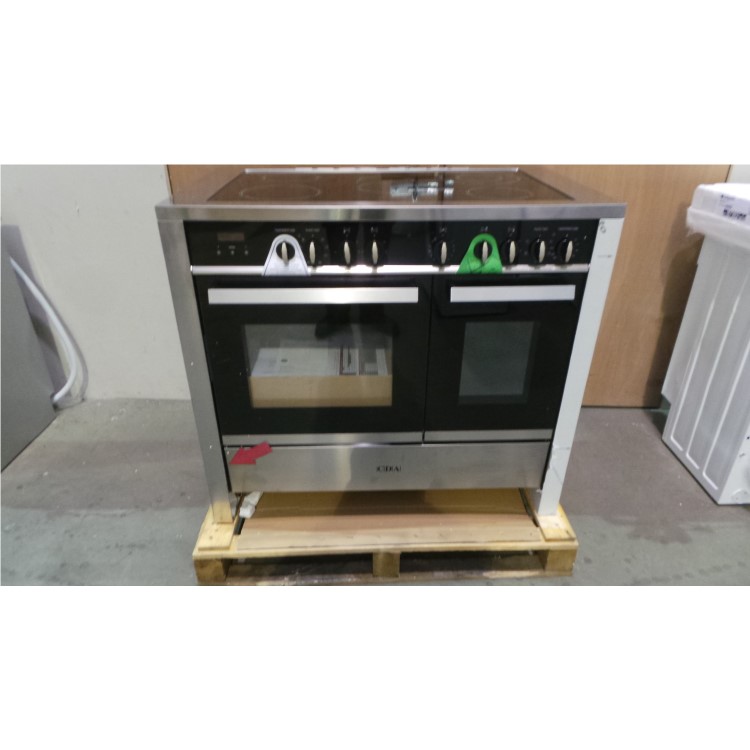 GRADE A2 - CDA RV1061SS 100cm Wide Double Oven Electric Range Cooker With Ceramic Hob - Stainless Steel
