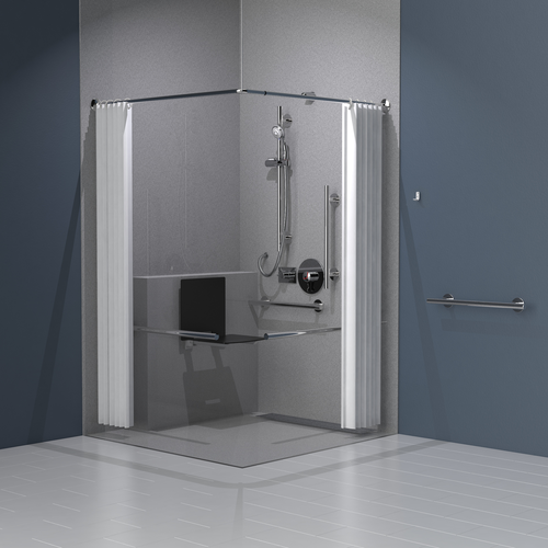 Concealed valve Doc M shower pack stainless steel luxury grab rails slimline shower seat polished