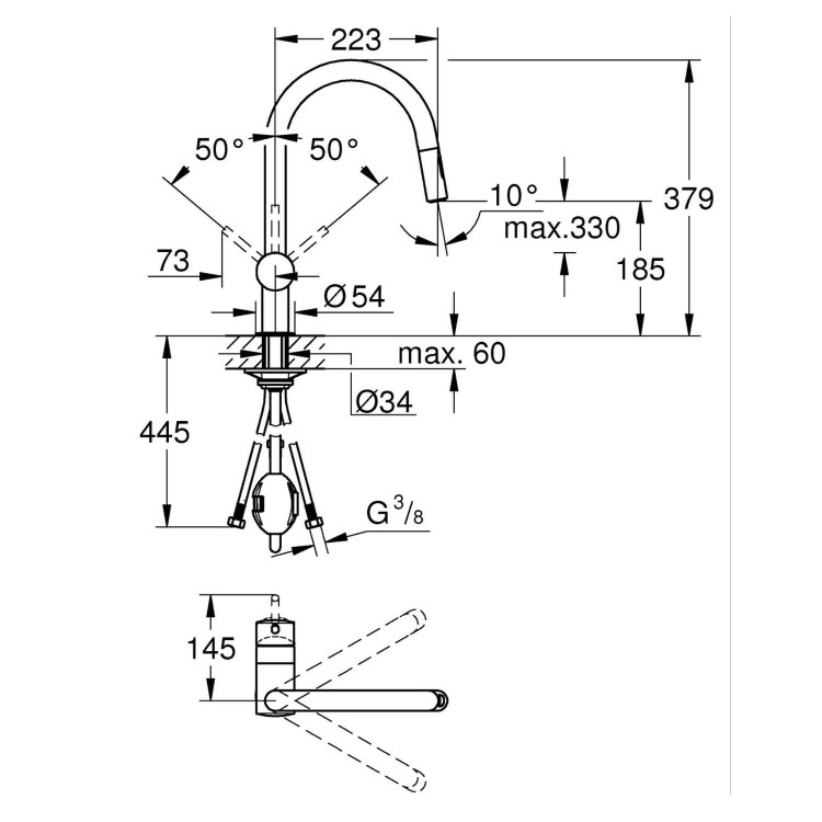 Grohe Minta Single Lever Kitchen Mixer Tap - Chrome
