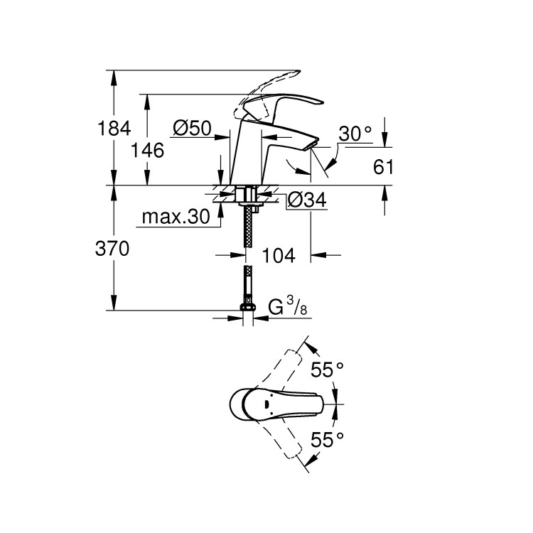 Grohe Eurosmart Cloakroom Basin Mixer Tap 