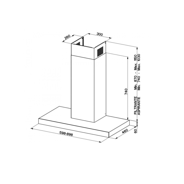 Refurbished Faber T-Night 90cm Wall-Mounted Cooker Hood Black Stainless Steel