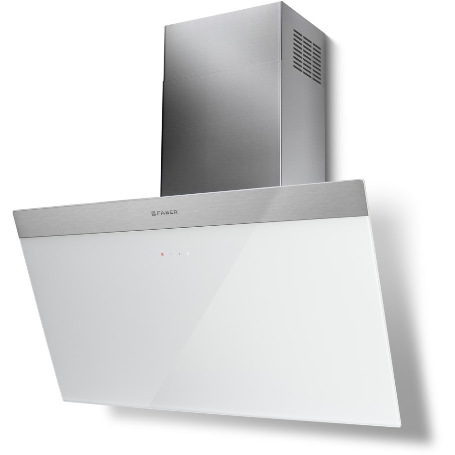 Faber Daisy 80cm Angled Cooker Hood White Glass 330.0529.061