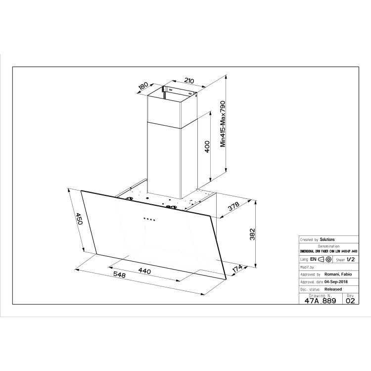 Faber Tweet 55cm Angled Cooker Hood - Black Glass