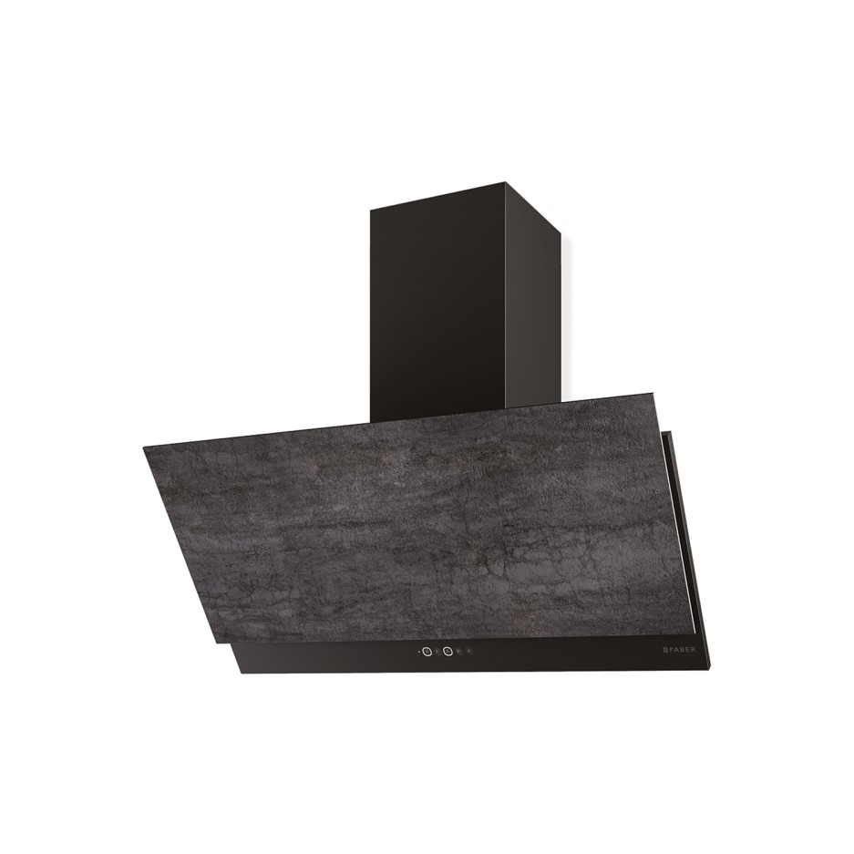 Faber Grexia 90cm Angled Cooker Hood Dark Grey Stoneware & Black 330.