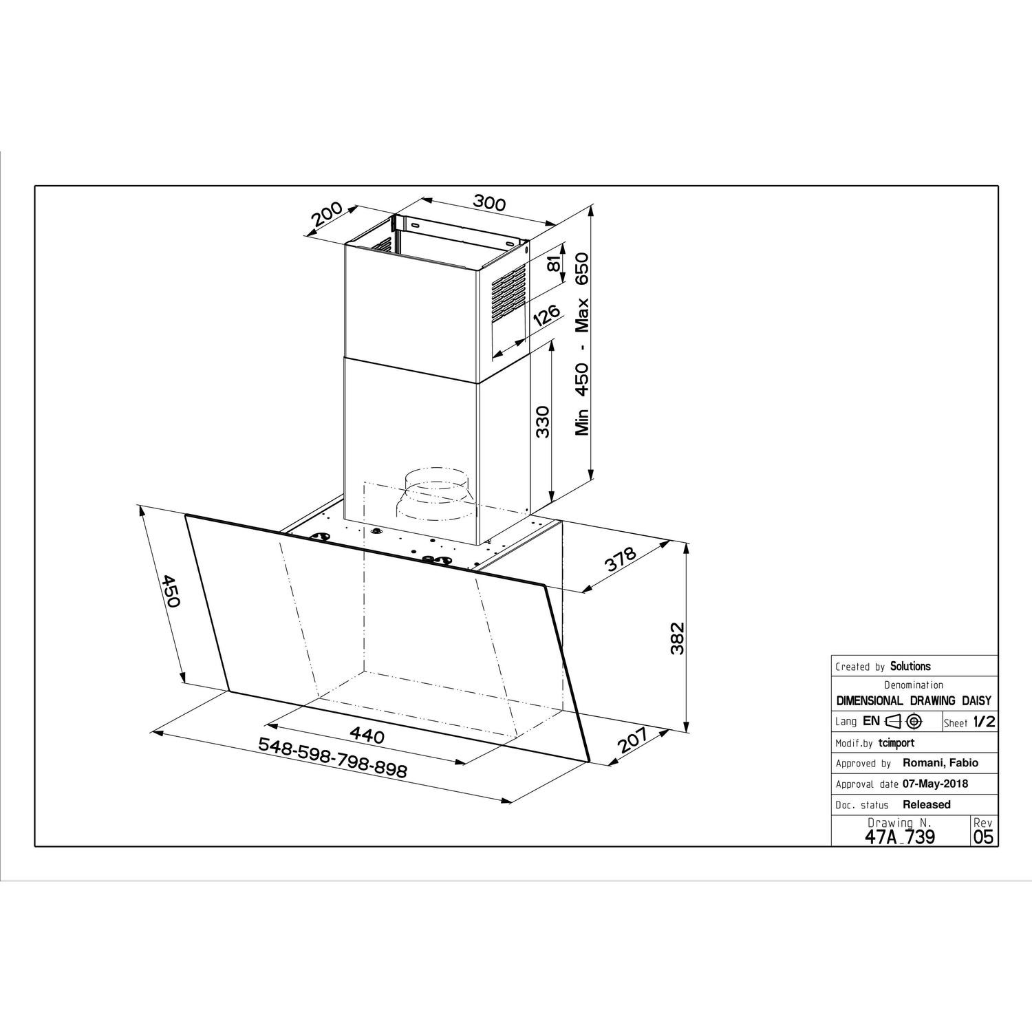 Faber Daisy 80cm Angled Cooker Hood Black Glass 330.0634.423