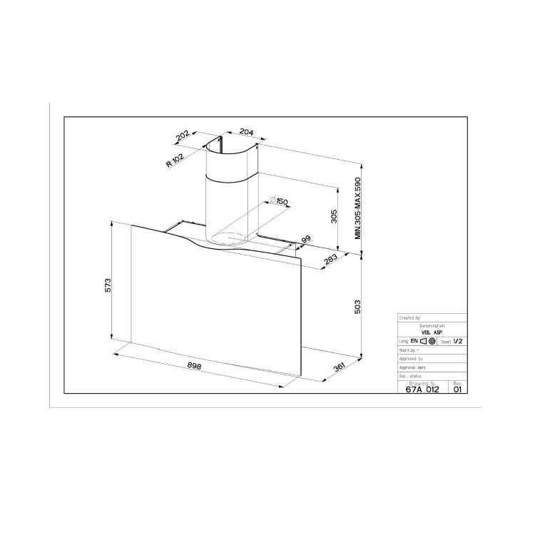Faber Veil 90cm Wall-mounted Cooker Hood - Black Matt