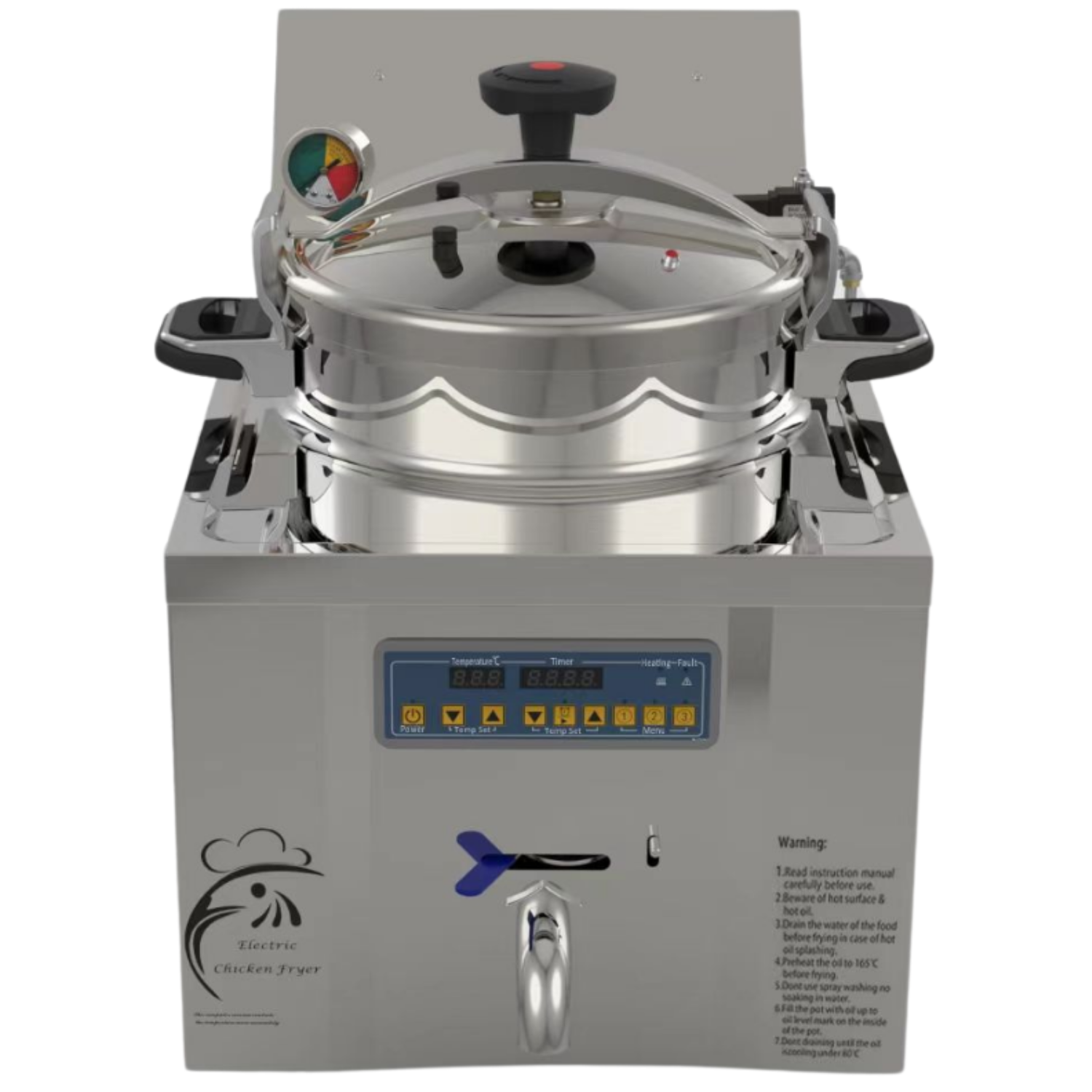 Hamoki TP-22L Digital Floor Standing Pressure Fryer 22 Ltr 15 Piece Capacity Hardwired