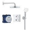 Grohe Tempesta 210 Chrome Concealed Shower Mixer with Dual Control &amp; Round Wall Mounted Head and Hand Shower with Square Valve