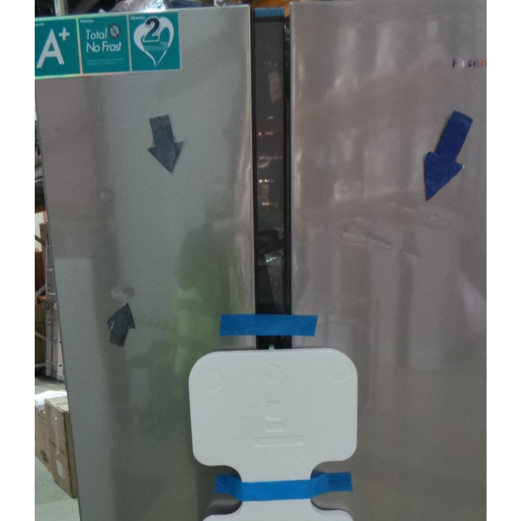 GRADE A3  - Hisense RQ562N4AC1 Frost Free 4 Door Fridge Freezer Stainless Steel Effect