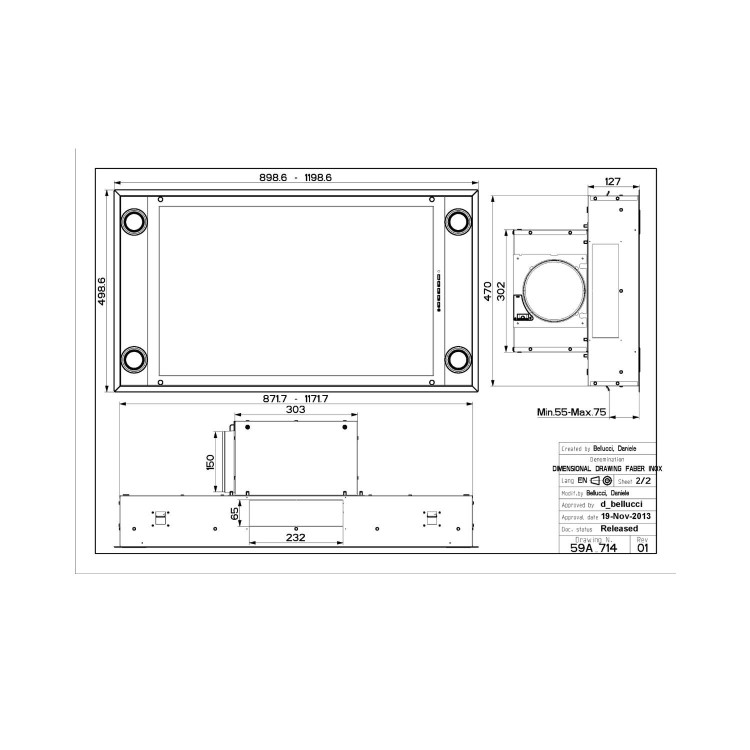 Faber Heaven 2.0 90cm Ceiling Cooker Hood - Stainless Steel