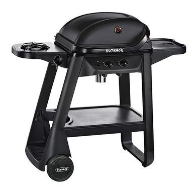 Outback Excel Onyx - 2 Burner Gas BBQ Grill with Side Burner - Black