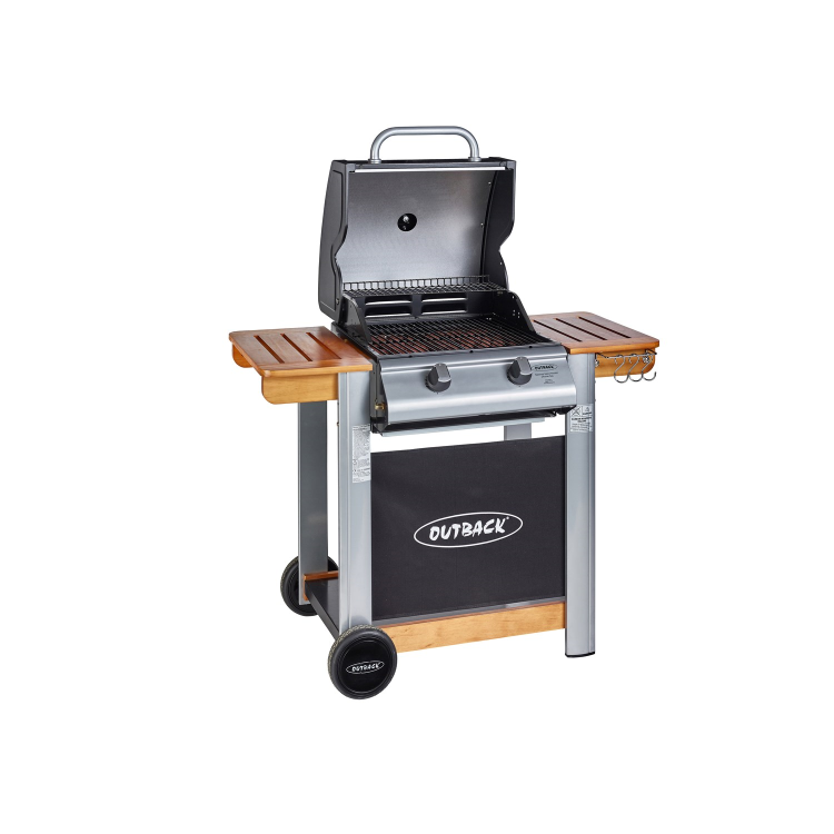 GRADE A1 - Outback Spectrum 2 Burner Gas BBQ in Wood & Black