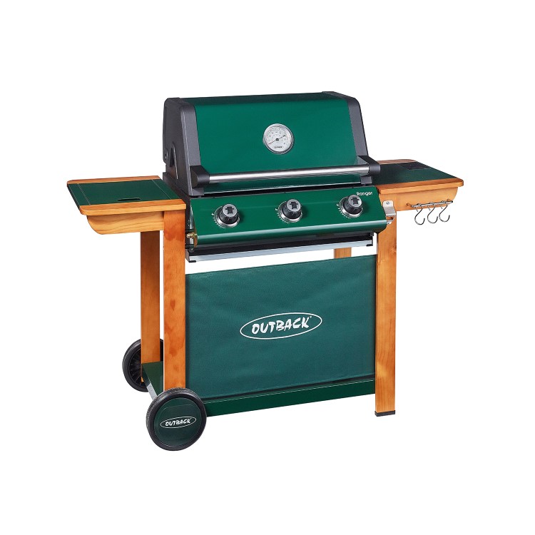 Outback 370762 Ranger 3 Burner Gas BBQ Grill - Green         
