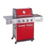 Outback Jupiter - 4 Burner Gas Hybrid BBQ Grill with Side Burner - Red