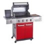 Outback Jupiter - 4 Burner Gas Hybrid BBQ Grill with Side Burner - Red