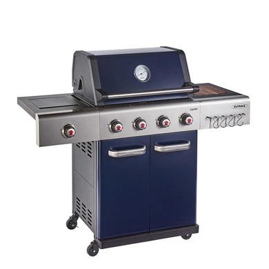 Outback Jupiter - 4 Burner Gas BBQ Grill with Side Burner - Blue