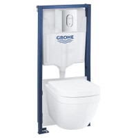 Grohe Solido 5in1 Euro Toilet Set - Wall Hung Toilet with Wall Frame and Concealed Cistern